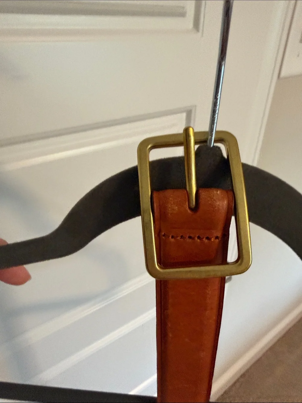 Madewell Brown Leather Belt with Gold Buckle